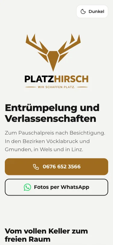 Platzhirsch-Startseite am Handy